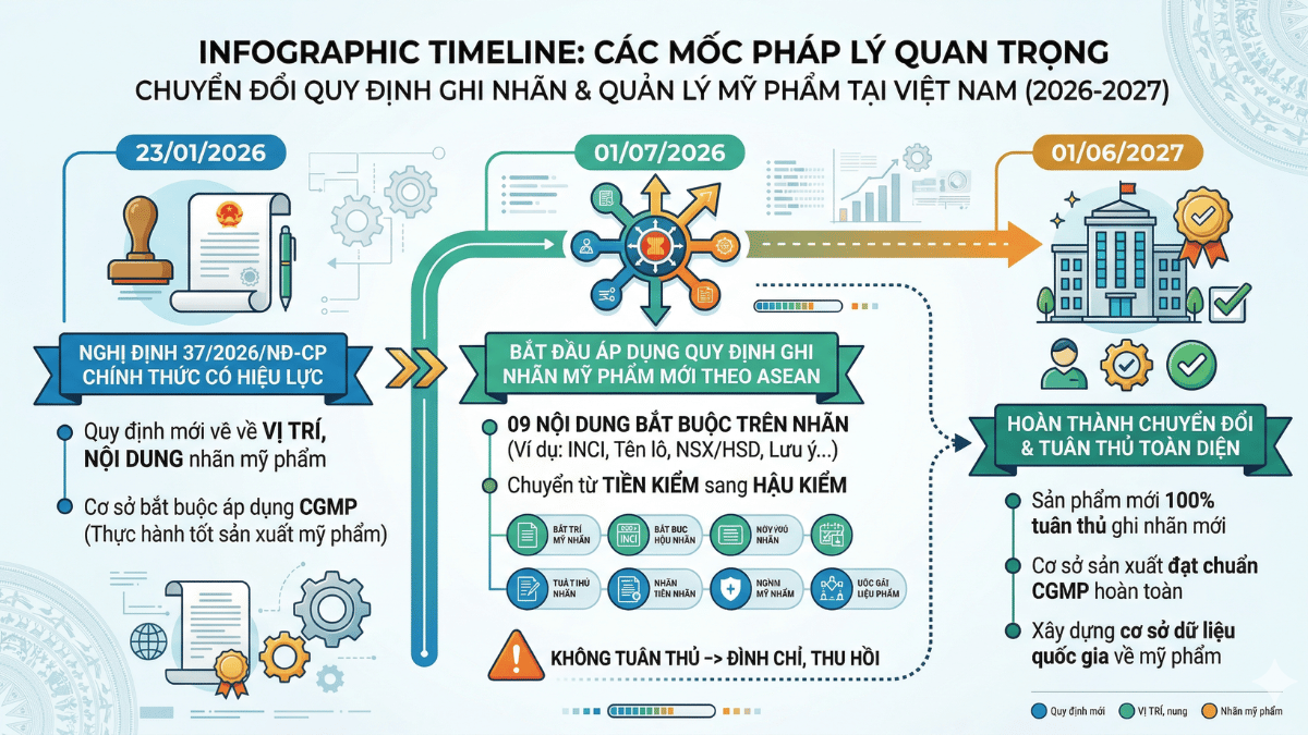 Lộ trình các quy định ghi nhãn mỹ phẩm có hiệu lực năm 2026-2027